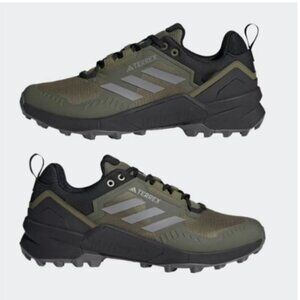 adidas Men's Terrex Swift R3 Hiking Shoes, Olive, Army Green.